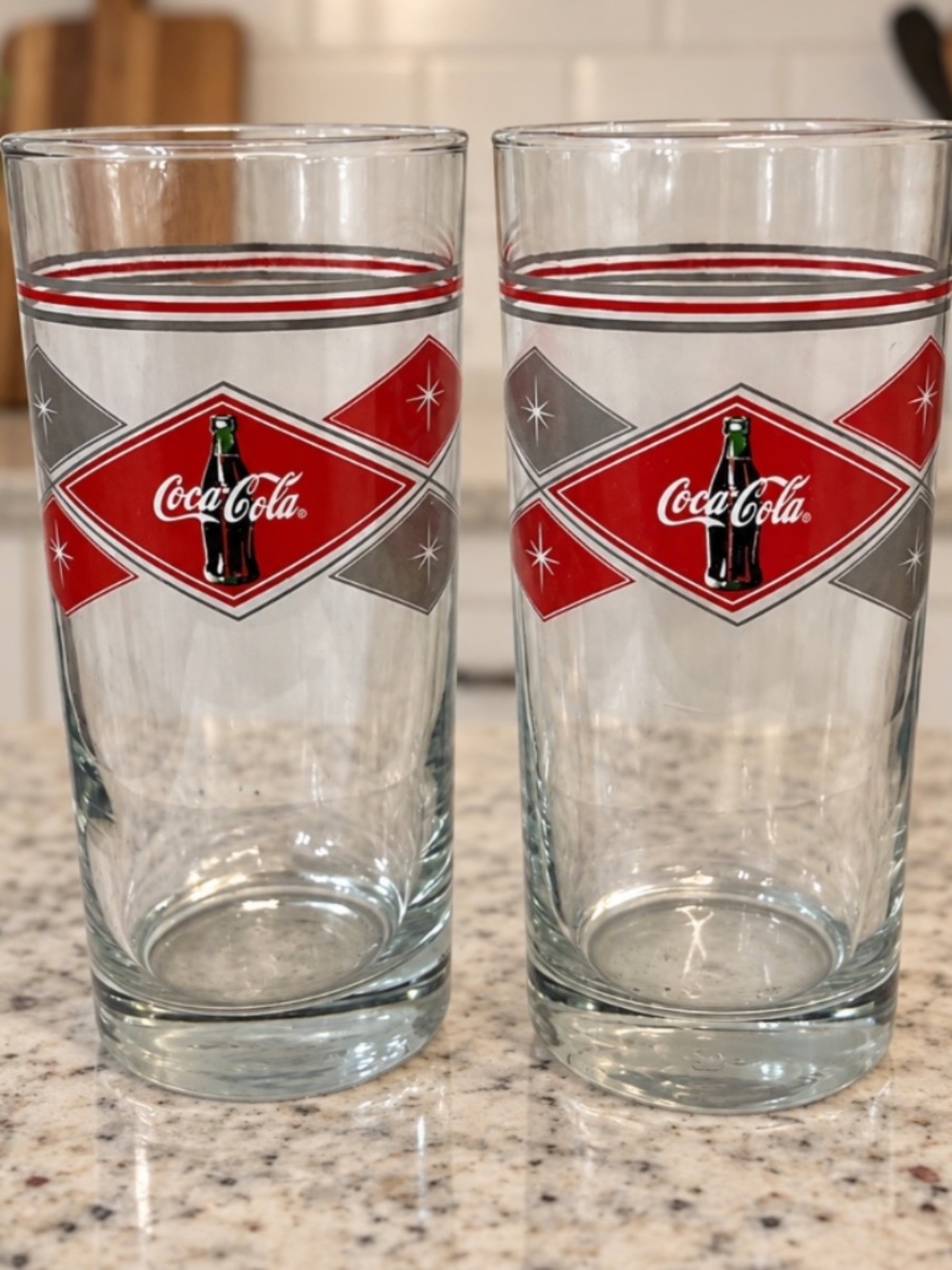 Set of 2 Vintage Anchor Hocking Coke Coca-Cola Highball Drinking Glasses 15oz